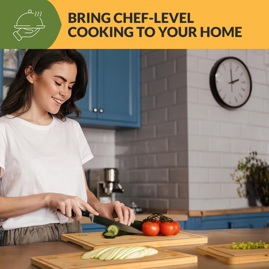 3-Piece Cutting Board Set — Kitchen Chopping Boards with Juice Grooves, Premium Bamboo Cutting Boards for Meat, Vegetables and Cheese