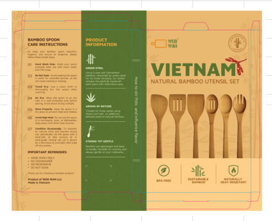 WODWAH Bamboo Utensils 6-Piece Set - Friendly Bamboo Cooking Utensils for Kitchen Starters, Includes Wood Spoons and Spatula, Perfect Bamboo Kitchen Utensils for Home Cooks